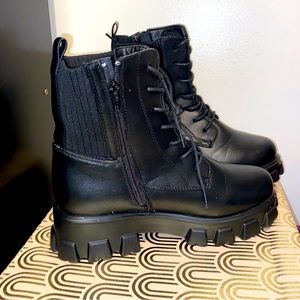 Black zip up combat boots